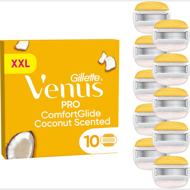 Venus - Gillette Venus Pro Comfortglide Coconut & Olay Barberblade - Gul/hvid - 10 Stk