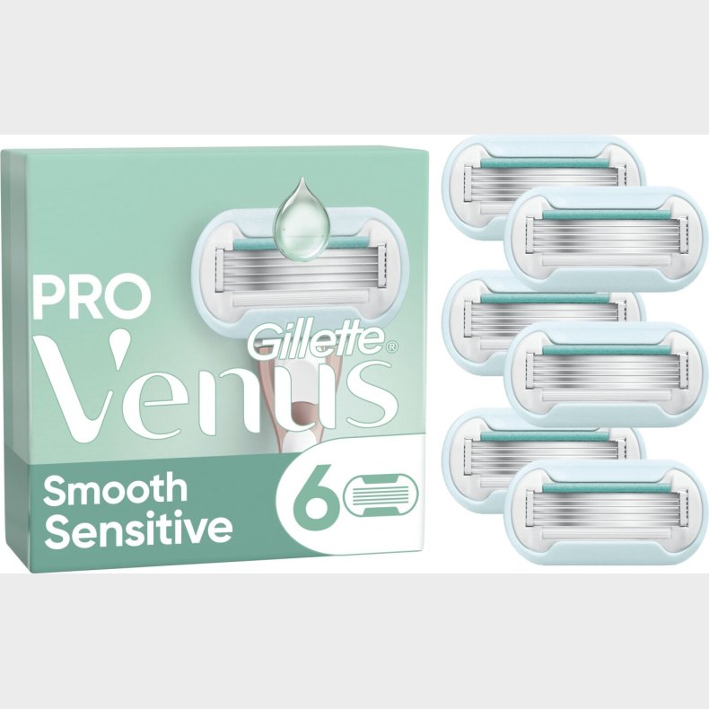 Venus - Gillette Venus Pro Smooth Sensitive Barberblade - Green/white - 6 Stk