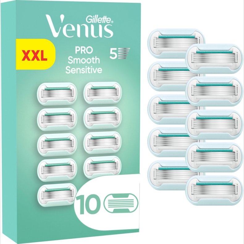 Venus - Gillette Venus Pro Smooth Sensitive Barberblade, Til Sensitiv Hud - Green/white - 10 Stk