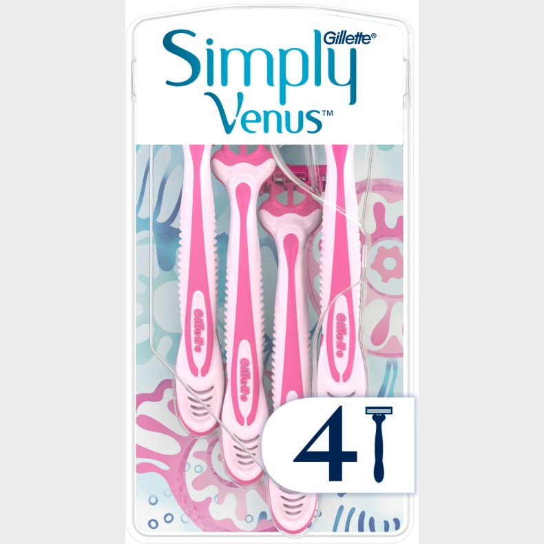 Venus - Simply Venus 3 Engangsskrabere - Pink/white