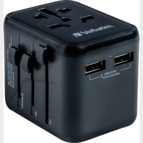 Verbatim - Universal Travel Adapter Uta-01 With 2xusb Charger