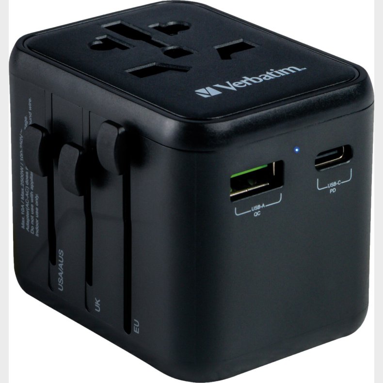 Verbatim - Universal Travel Adapter Uta-02 Pd20w/qc / 1xusb / 1xtype-c