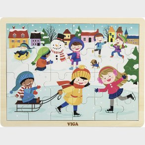 Viga Puslespil I Tr� - �rstiden Vinter - 24 Brikker