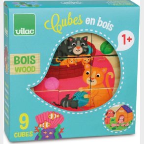 Vilac - Cubes En Bois - Klodspuslespil I Tr - Dyrevenner