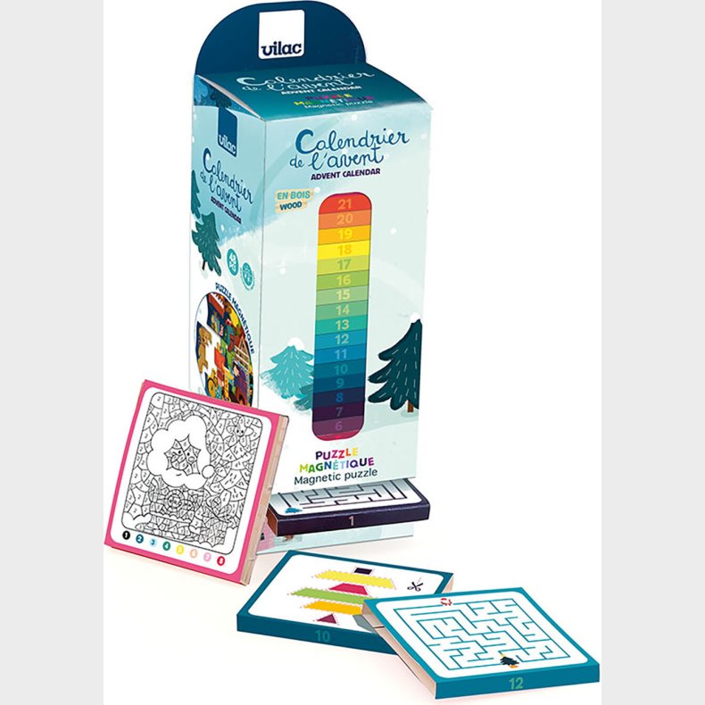 Vilac - Adventskalender - Adventstrn Med Magentisk Puslespil 48 Brikker