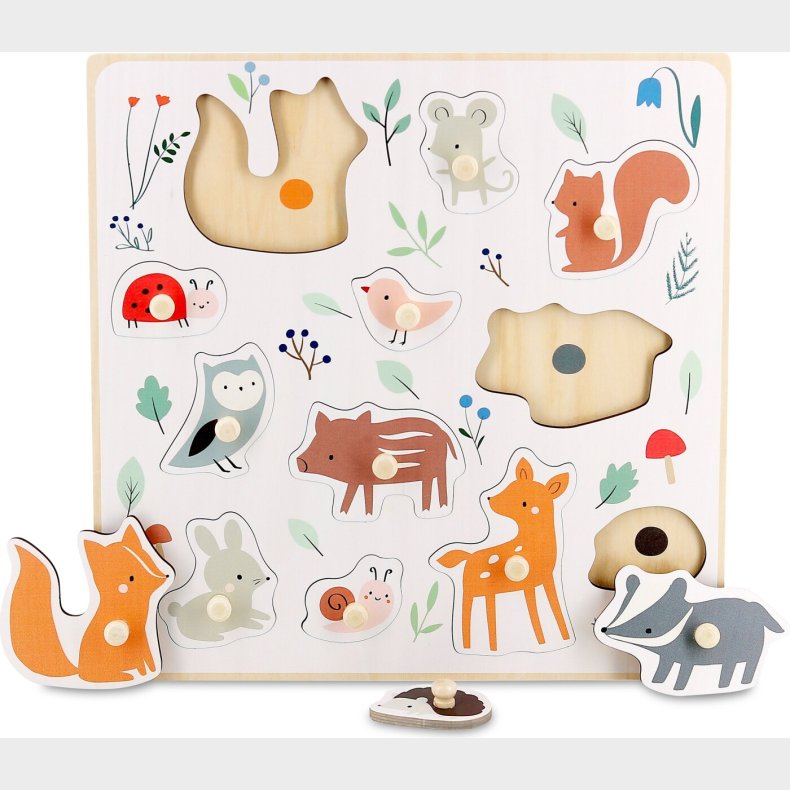 Vilac - Knoppuslespil I Tr� - Skovens Dyr Af Sarah Betz - 12 Brikker