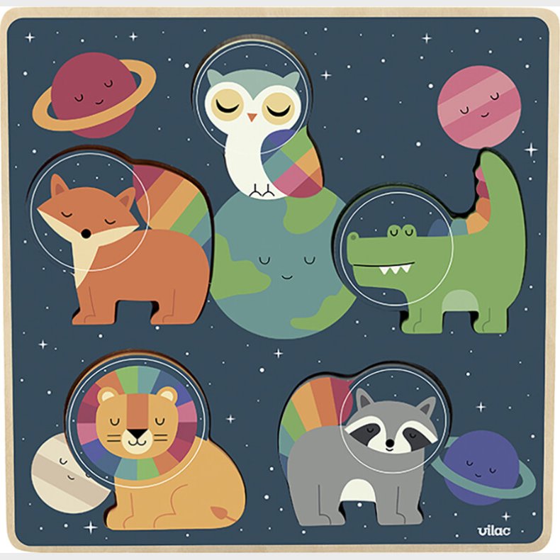 Vilac - Puslespil 5 Brikker Tekstur - Rummet Af Andy Westface