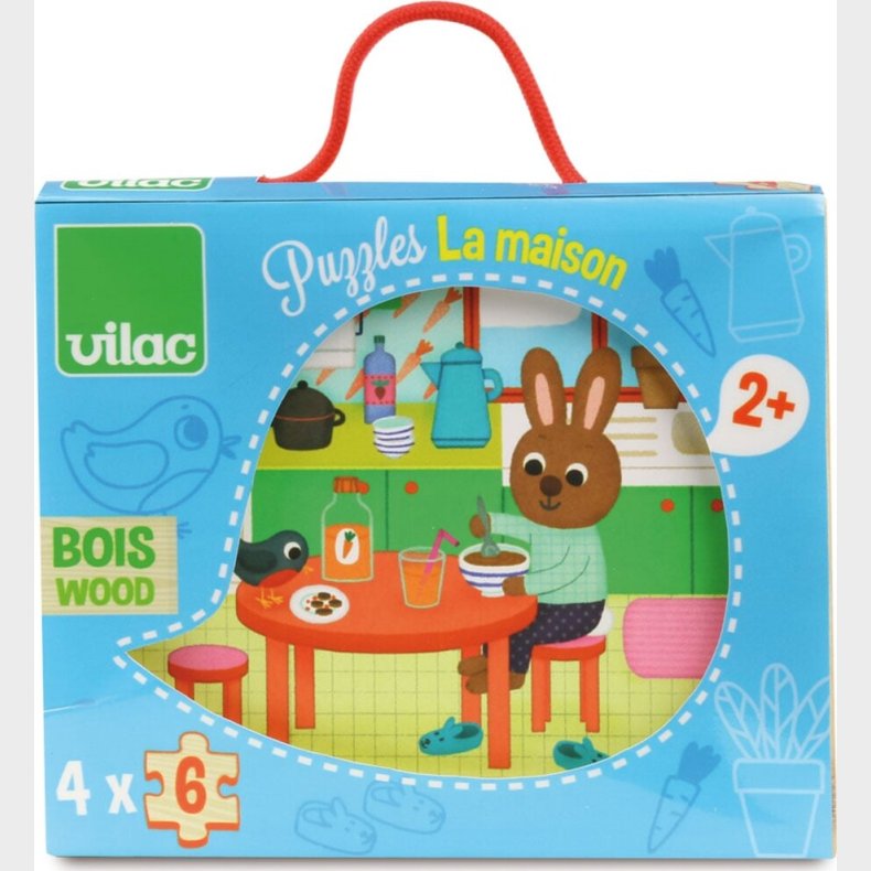 Vilac Puslespil - Kanin I Hjemmet - 4x6 Brikker