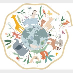 Vilac - Puslespil I Tr� Til B�rn - Dyr Og Verden - 24 Brikker