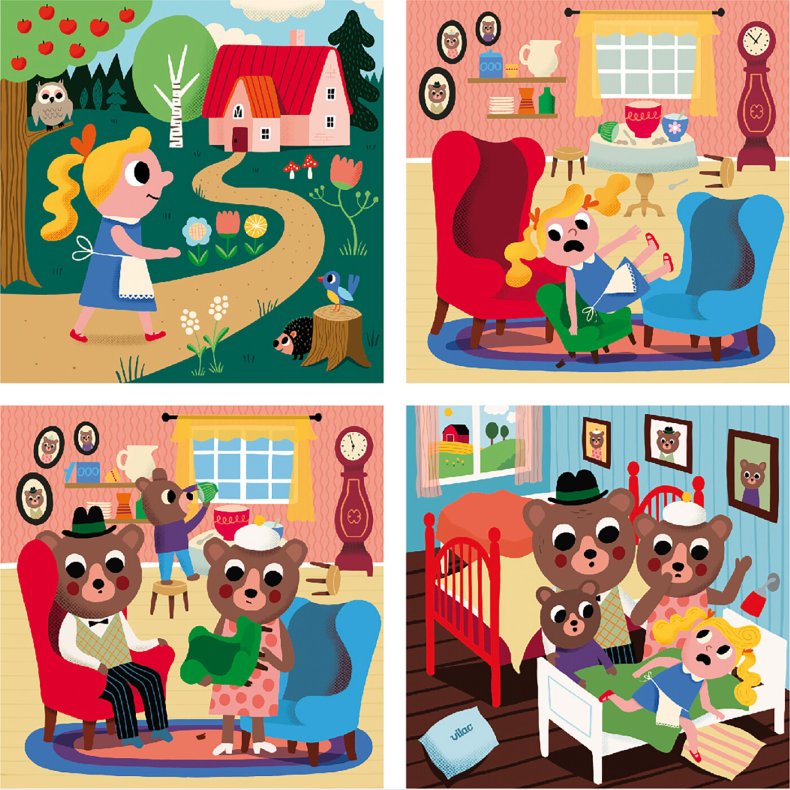 Vilac - Puslespil I Tr 4 X 9 Brikker - Guldlok Af Ingela P Arrhenius