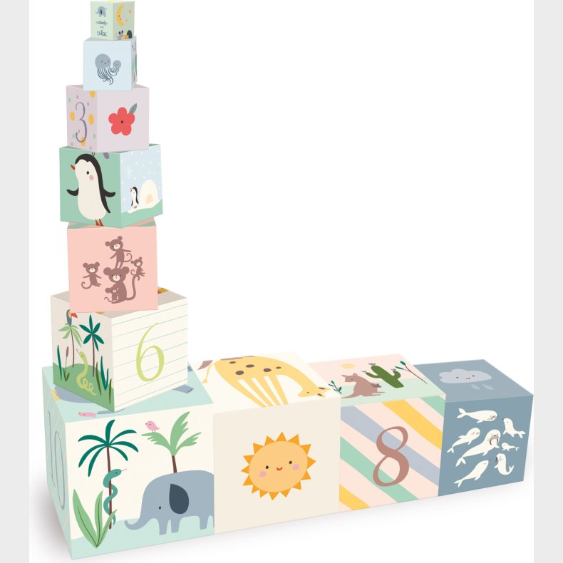 Vilac - Stableklodser I Pap - Dyr Og Tal - 10 Stk