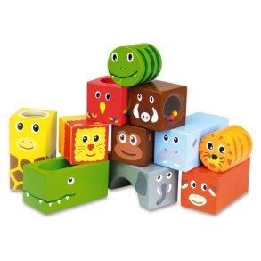 Vilac Trklodser / Byggeklodser Med Lyd - Vilde Dyr