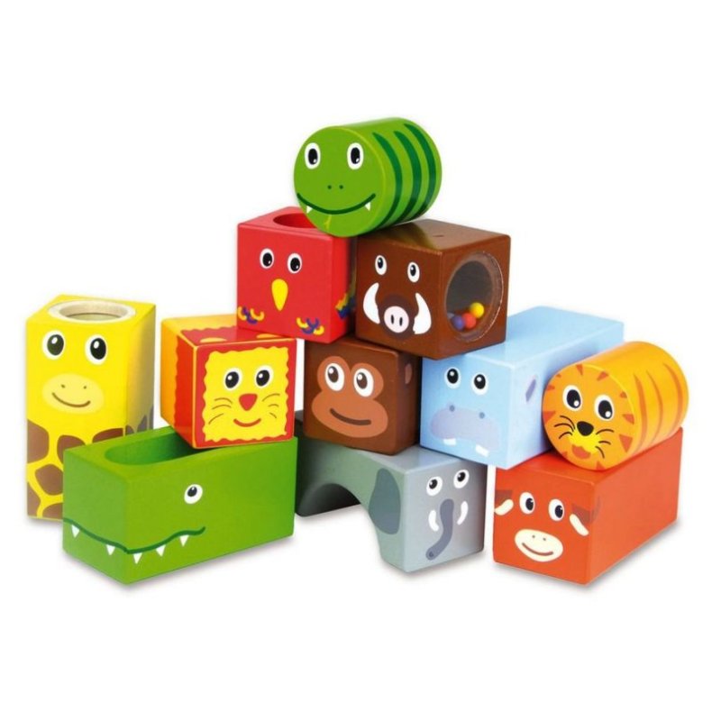 Vilac Trklodser / Byggeklodser Med Lyd - Vilde Dyr