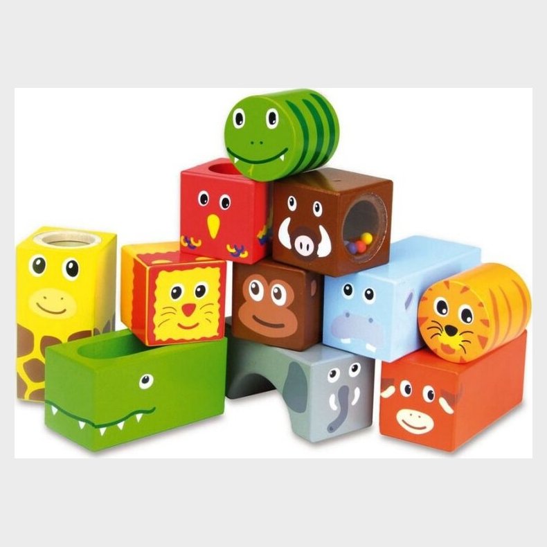 Vilac Tr�klodser / Byggeklodser Med Lyd - Vilde Dyr