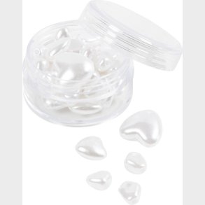 Voksperler - Hjerter -  7-13 Mm - Hulstr. 1,3-1,5 Mm - Perlemor - 32stk.