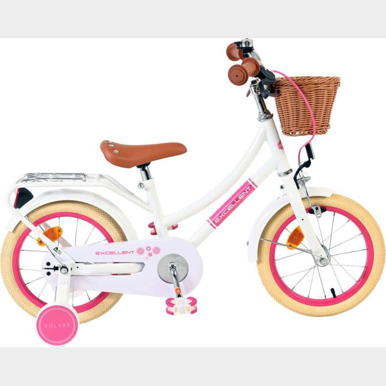 Volare - Excellent Cykel - 14" Tommer - St�ttehjul Og Kurv - Hvid