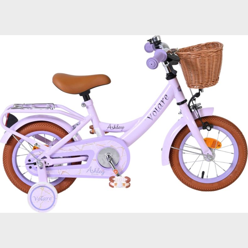 Volare - Ashley 12" B�rnecykel - Kurv Og St�ttehjul - Pastel Lilla