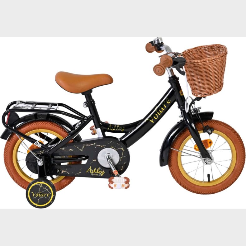 Volare - Ashley 12" B�rnecykel - Med Kurv Og St�ttehjul - Sort