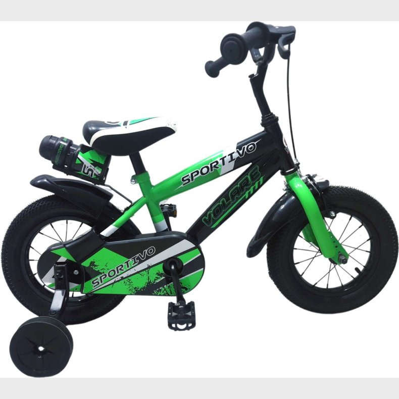 Volare - B�rnecykel Med St�ttehjul - 12" Tommer - Gr�n Sort