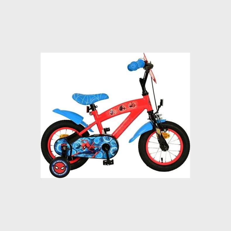 Volare - Brnecykel Med Stttehjul - 12" Tommer - Spiderman