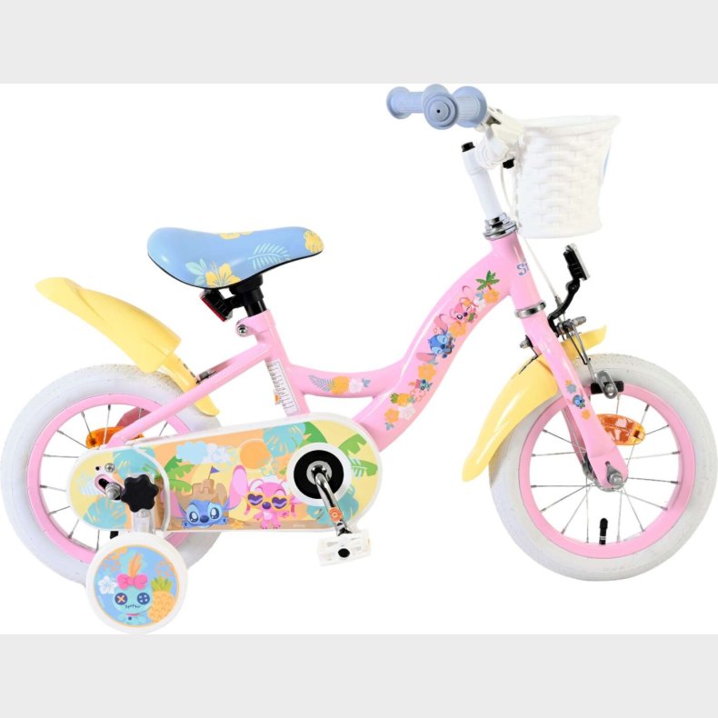 Volare - Brnecykel Med Stttehjul - 12" Tommer - Pink - Stitch