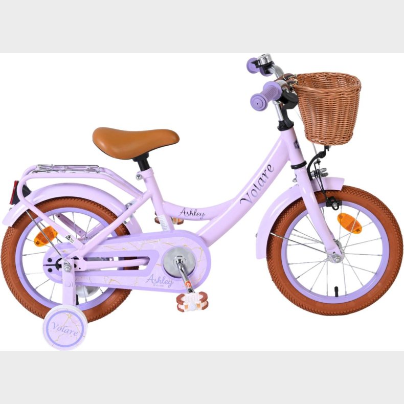 Volare - Ashley 14" B�rnecykel - Kurv Og St�ttehjul - Lilla Pastel