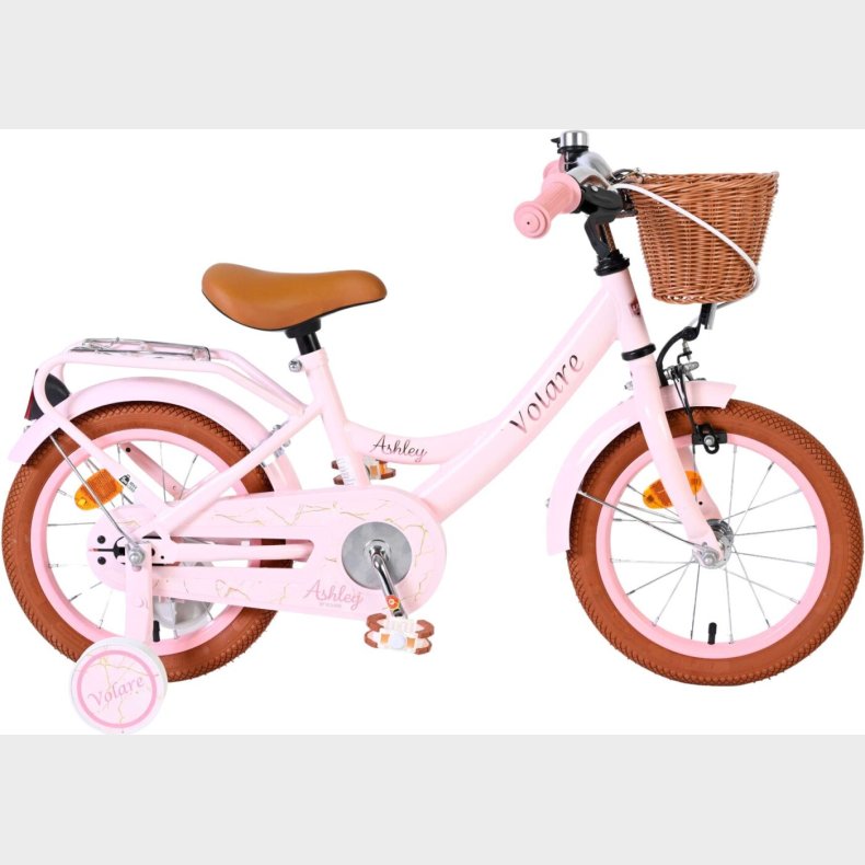Volare - Ashley 14" B�rnecykel - Kurv Og St�ttehjul - Pink Pastel