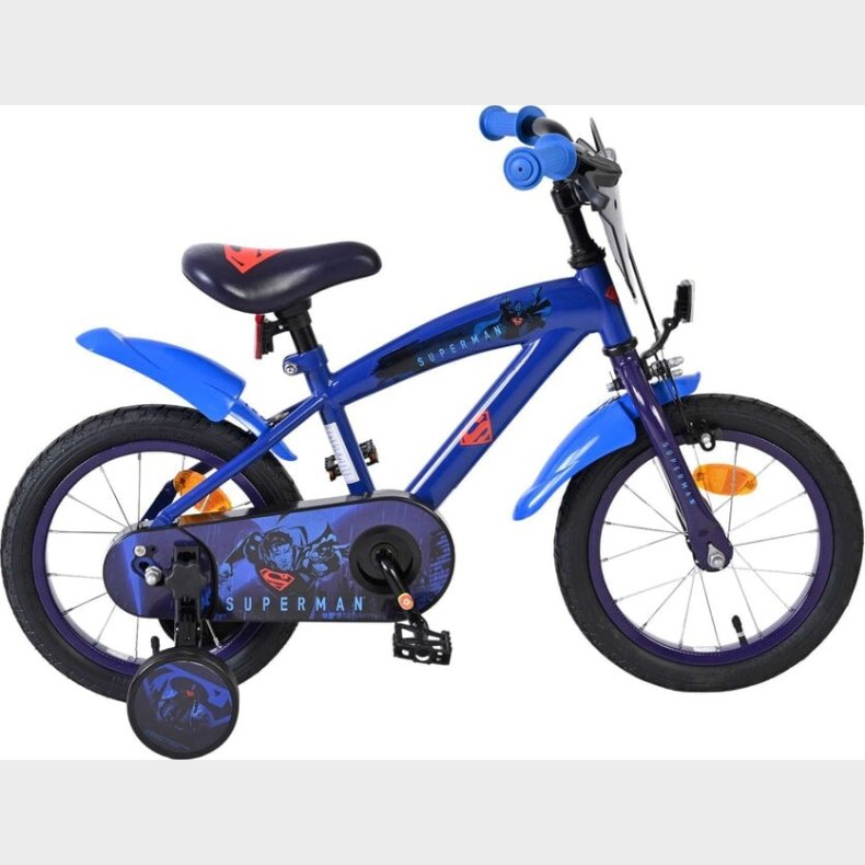 Volare - Superman Cykel - 14" Tommer - Med St�ttehjul - Bl�