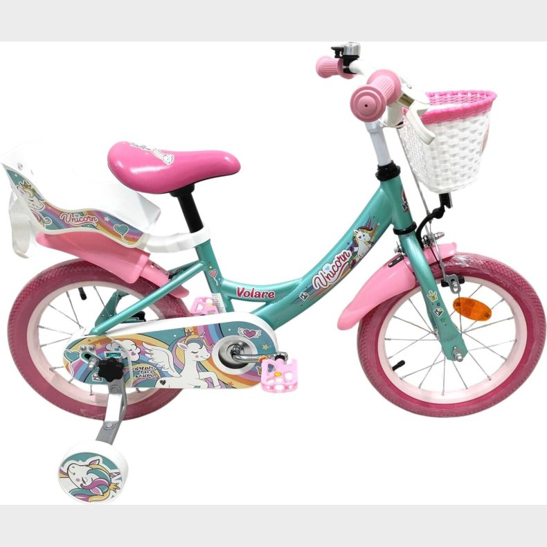 Volare - Unicorn - 14" Tommer - St�ttehjul Kurv S�de - Gr�n