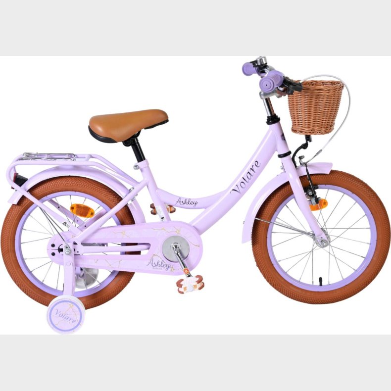 Volare - Ashley 16" B�rnecykel - Kurv Og St�ttehjul - Lilla Pastel