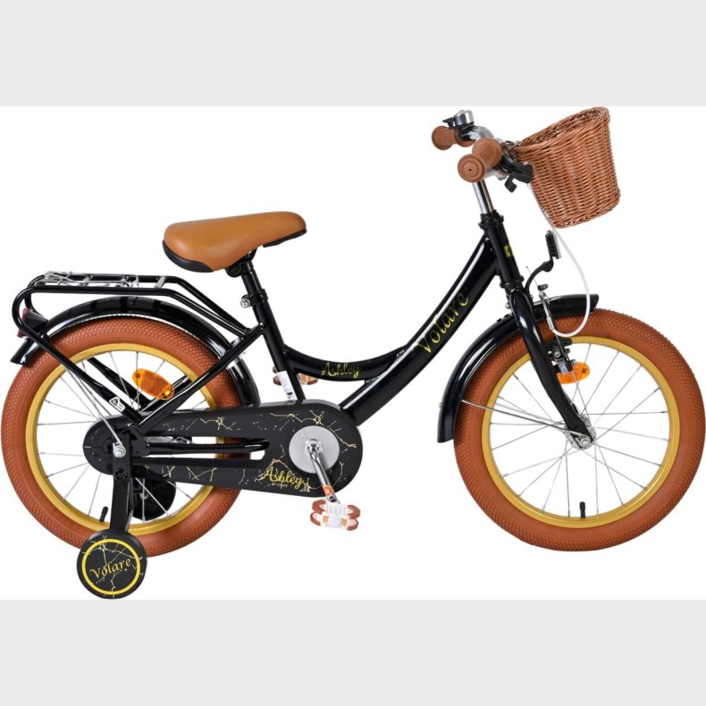 Volare - Ashley 16" B�rnecykel - Med Kurv Og St�ttehjul - Sort