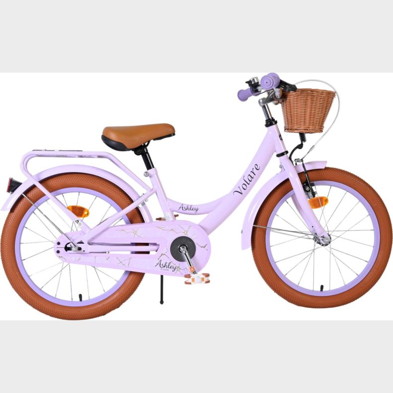 Volare - Ashley 18" B�rnecykel - Kurv Bagageb�rer - Lilla Pastel