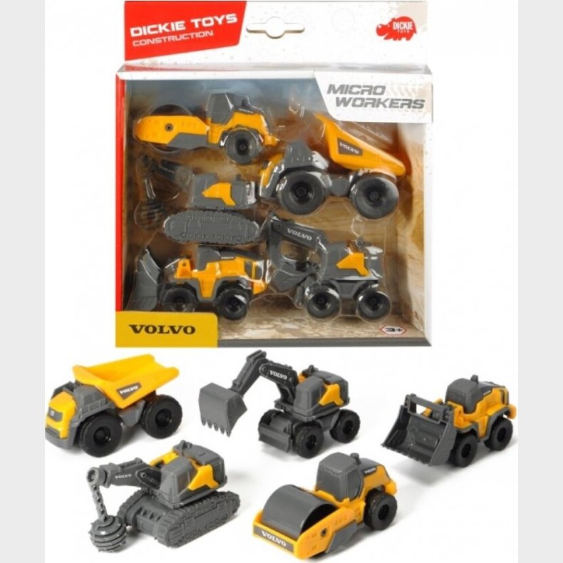 Dickie Toys - Konstruktionslegetj - Volvo Biler - 5 Stk