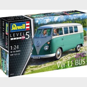 Revell - Vw T1 Samba Bus Bil Byggest - 1:24 - Level 5 - 07675