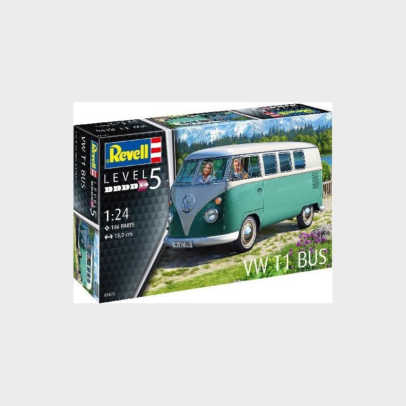 Revell - Vw T1 Samba Bus Bil Byggest - 1:24 - Level 5 - 07675