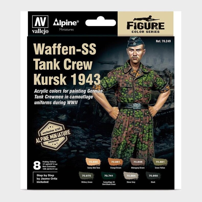 Vallejo - Figur Maling S�t - Waffen-ss Tank Crew Kursk 1943 - 1:35 - 8x17 Ml