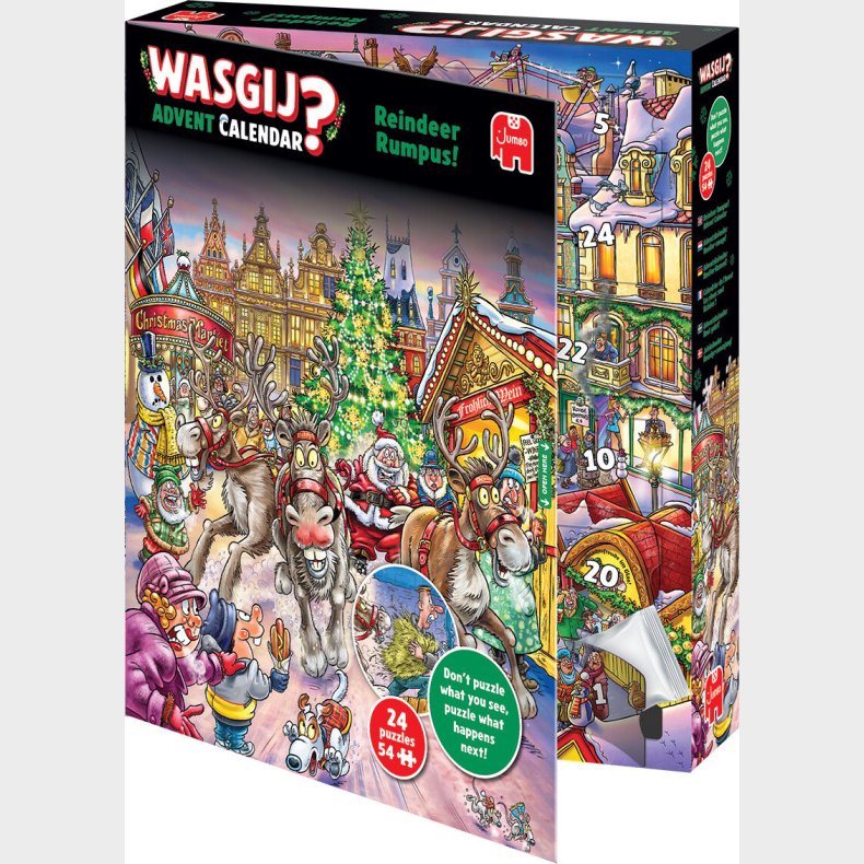 Wasgij Julekalender - Puslespil - 24x54 Brikker - Rensdyr Ramasjang