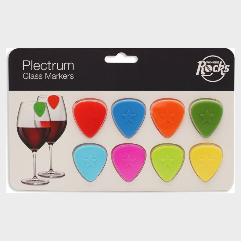 Winkee - Drinks Markrer - Plectrum Glass Markers - Set Of 8