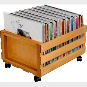 Vinyl Plader Opbevaring - Tr�kasse Med Hjul - 100 Lp'er - Lys