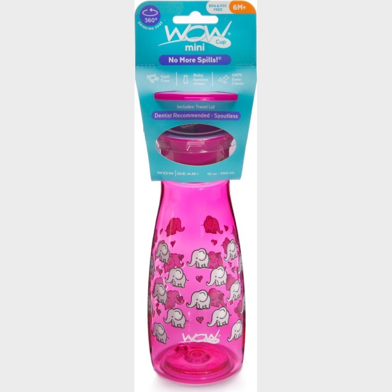 Wow - Spildfri Baby Kop - Pink Med Elefanter