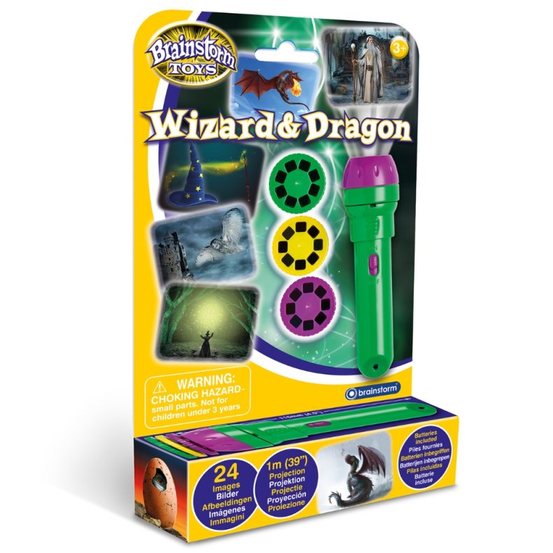 Brainstorm | Lommelygte med dias - Troldmnd & drager