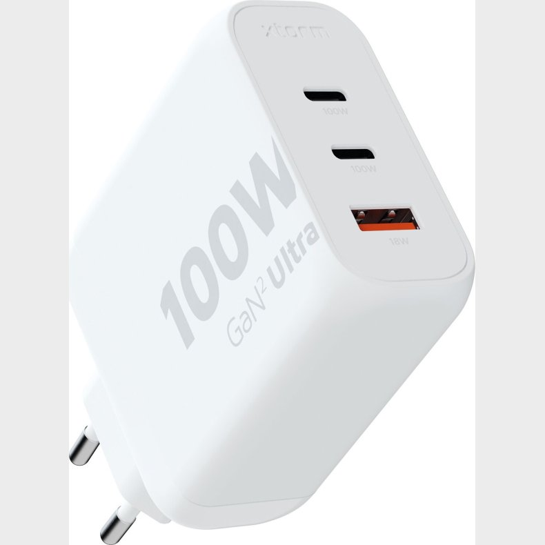 Xtorm - 100w Gan2 Ultra Hjemmeoplader 2xusb-c/usb-a Hvid