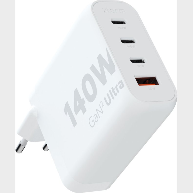 Xtorm - 140w Gan2 Ultra Hjemmeoplader 3xusb-c/usb-a Hvid