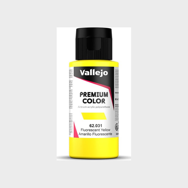 Vallejo - Premium Airbrush Maling - Fluorescent Yellow 60 Ml