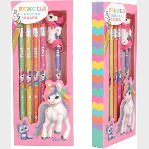 Ylvi - Blyantst Med Enhjrning Viskelder - Regnbue - 6 Dele