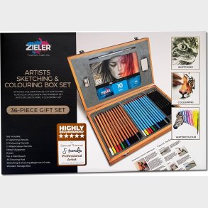 Akvarel Farveblyanter Og Skitses�t - Zieler - 36 Dele