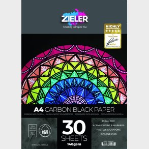 Sort Papir Blok - A4 - 140 G - 30 Ark - Zieler