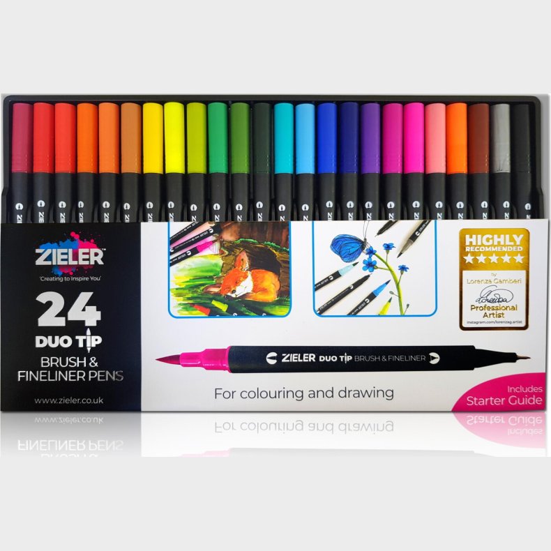 Zieler - Duo Tip Tusser Og Fineliners - 24 Farver
