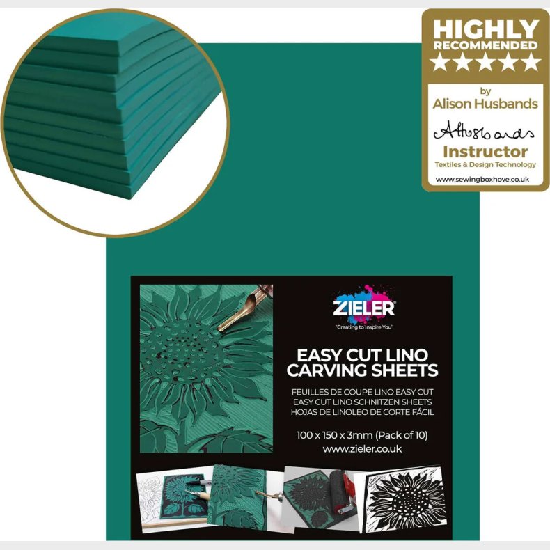 Linoleumsplader - 3 Mm - A6 - 10 Stk - Gr�n - Zieler