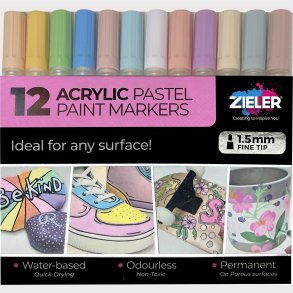 Akryl Tusser - Pastel - 1,5 Mm Fin - Zieler - 12 Farver